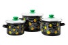 Набір каструль емальованих №754 Фреш-лимон (чорний) ТМ Epos, фото