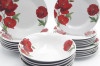 Набір тарілок та салатників Червоний мак (24 предметний) 9007 Lexin (Китай), фото 2