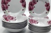 Набор тарелок и салатников квадратных Орхидея 17-092 (24 предмета) Lexin (Китай), фото