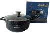 Каструля  кругла 2,3 л  зі скляною кришкою  Мармур Індукція  SENSE VINNARC  0320NS-BL чорна, фото 3