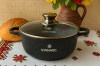Каструля  кругла 2,3 л  зі скляною кришкою  Мармур Індукція  SENSE VINNARC  0320NS-BL чорна, фото