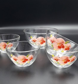 Набір салатників скляних 5 шт Монарх 07с1324 (малюнки різні)
