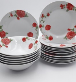 Набор тарелок и салатников Коралловая роза 17-045 (18 предметов) Lexin (Китай)