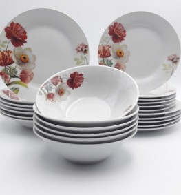 Набор тарелок и салатников Букет цветов 17-170 (24 предметный) Lexin (Китай)