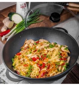 Сковорода WOK зі скляною кришкою ТМ Біол 2803ПС Сковорода WOK зі скляною кришкою ТМ Біол 2803ПС