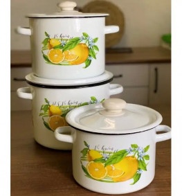 Набор кастрюль эмалированных №262 Idilia Лаванда (3л; 4.5л; 5.5л) ТМ Epos