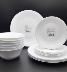 Набор тарелок и салатников 18 предметов White Plano LARAH