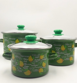 Набір каструль емальованих №754 Фреш-лимон (зелений) ТМ Epos