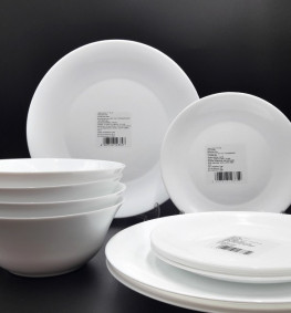 Набір тарілок та салатників 12 предметів White Plano LARAH