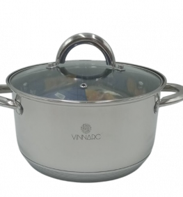 Кастрюля из нержавеющей стали со стекляной крышкой  1,9 л  ТМ VINNARC 5419 SATIN