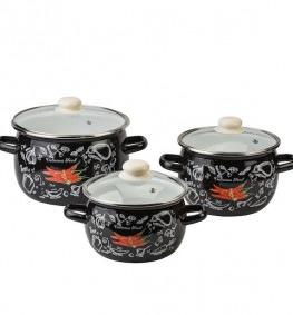 Набір каструль емальованих Спайсі, Лимон №6946 (3-х предметний)  ТМ Epos