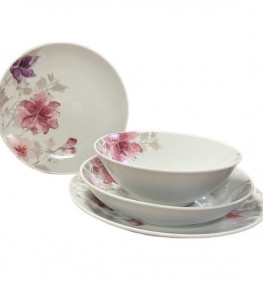 Набір фарфорових тарілок та салатників Акварель 17-115 VINNARC 24 предмети