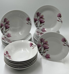 Набор тарелок и салатников Ветка магнолии 18-085 (24 предметный) Lexin (Китай)
