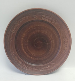 Тарілка 25 см декор колос (12-55) Червона глина Slavbest Ceramic