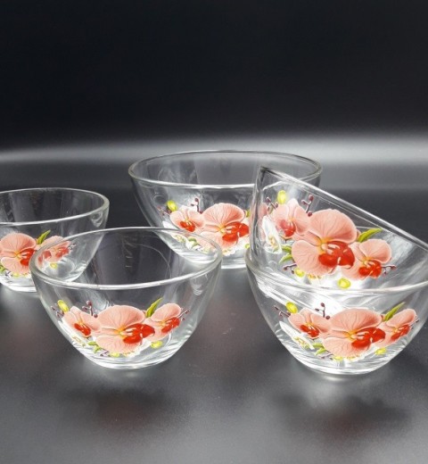 Набор салатников стеклянных 5 шт Монарх 07с1324 (рисунки разные), фото