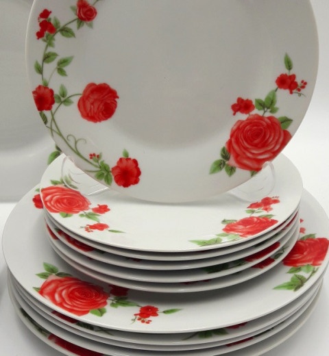 Набор тарелок и салатников Коралловая роза 17-045 (18 предметов) Lexin (Китай), фото 2