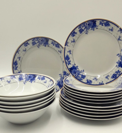 Набор фарфоровых тарелок Фантазия 18-025 (18 предметный) Lexin (Китай), фото 2