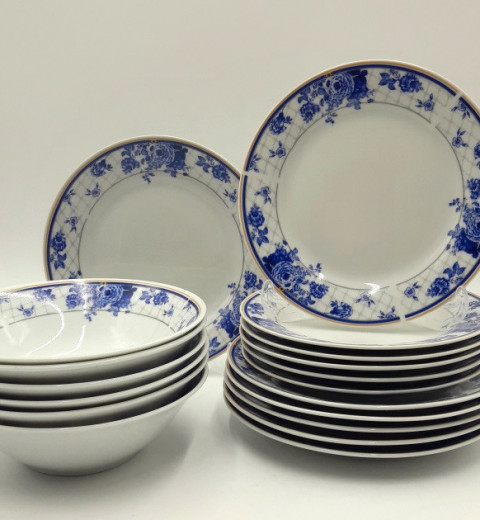 Набор фарфоровых тарелок Фантазия 18-025 (18 предметный) Lexin (Китай), фото