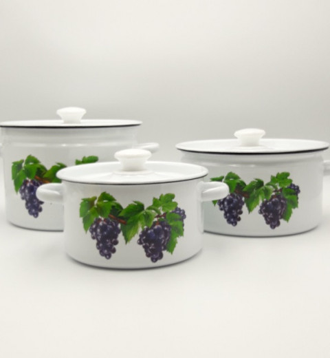 Набор кастрюль эмалированных Виноград, фото