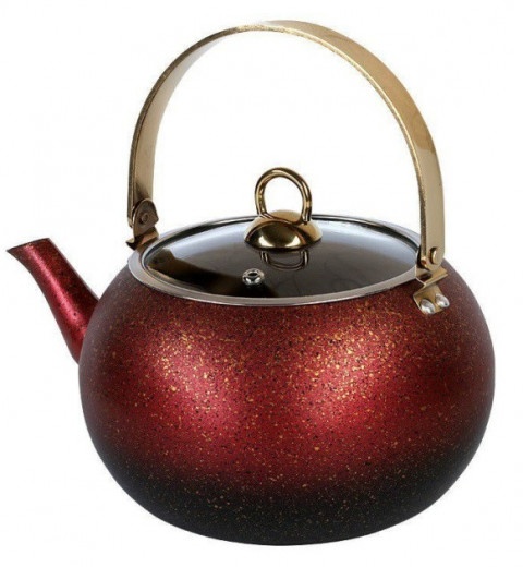 Чайник з антипригарним покриттям на 3,0 л червоний/золото 8212 XL OMS Туреччина, фото
