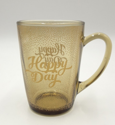 Чашка / кружка для чая дымчатая "Happy day" 330 мл, фото