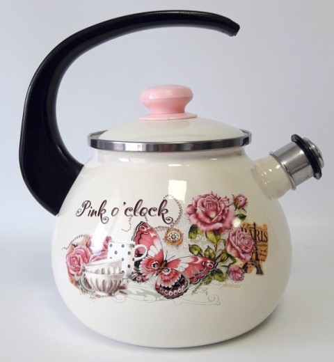 Чайник эмалированный 2,5 л со свистком Время розового 2711/2 ТМ Epos, фото
