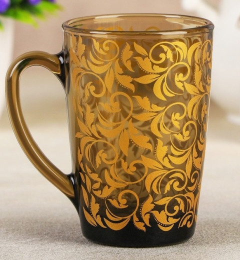 Чашка / кружка для чаю димчата "Вензель золото" 330 мл, фото 2