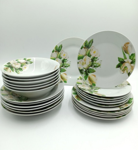 Набор тарелок и салатников Магнолия 18-130 (24 предметный) Lexin (Китай), фото