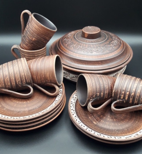 Набір посуду керамічного Червона глина Slavbest Ceramic, фото