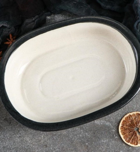 Судок овальный - порционная форма 970 мл Графит Лайт Декор-керамика, фото 2