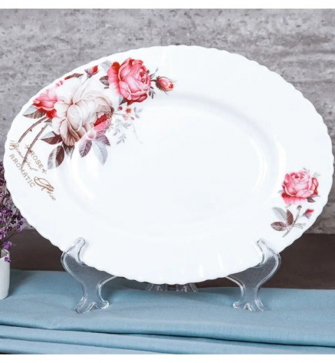 Блюдо овальне склокераміка Ароматна троянда 305 мм 6916, фото