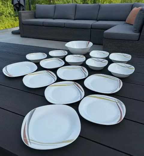 Сервіз столовий квадратний на 19 предметів Джардіно 7183к ТМ VINNARC, фото