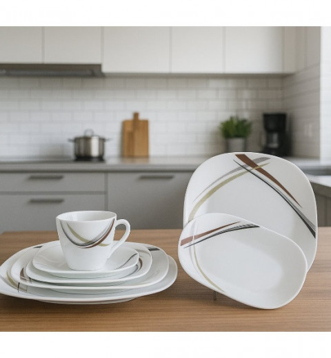 Сервіз столовий квадратний на 19 предметів Джардіно 7183к ТМ VINNARC, фото 2