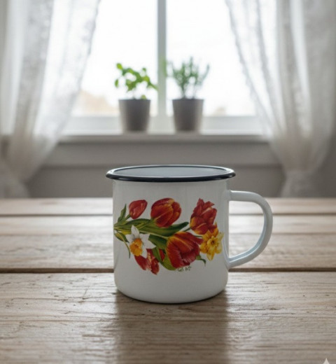 Кружка емальована 1 л  (МАЛЮНКИ РІЗНІ) ВЕКОBOD EMAL, фото