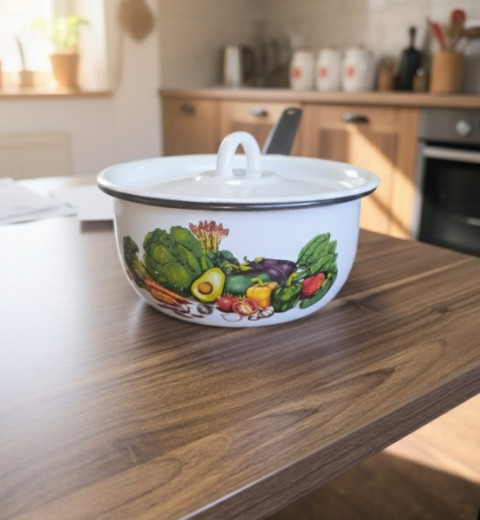 Ківш емальований з кришкою 1,5 л Малюнки різні ВЕКОBOD EMAL, фото