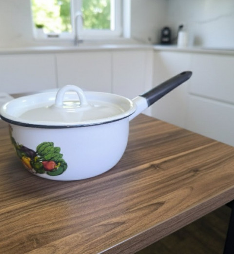 Ківш емальований з кришкою 1,5 л Малюнки різні ВЕКОBOD EMAL, фото 2