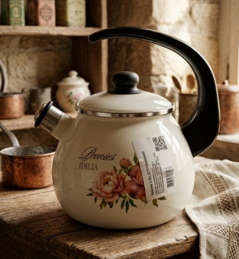 Чайник емальований 2,5 л зі свистком 2711/2 ТМ Epos, фото