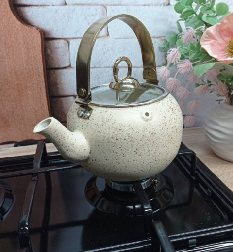Чайник з антипригарним покриттям на 2,0 л айворі/золото L OMS Туреччина, фото 2