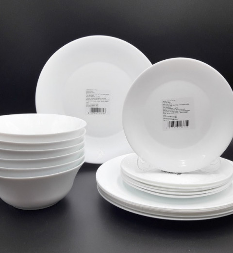 Набор тарелок и салатников 18 предметов White Plano LARAH, фото