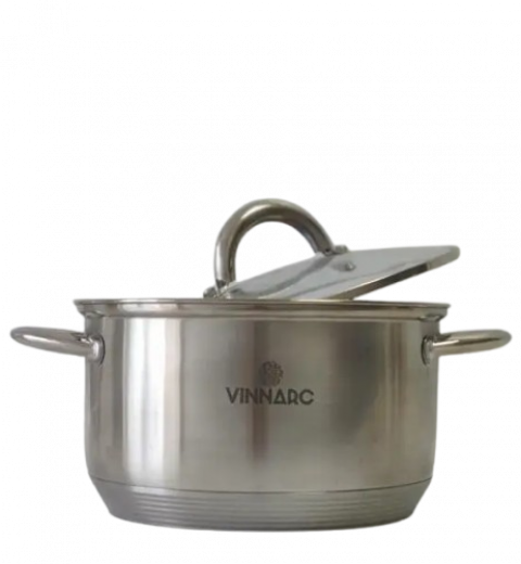 Каструля  нержавіюча зі скляною кришкою 6,1 л VINNARC 5061, 5461 SATIN, фото 3