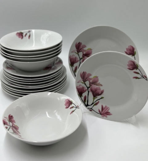 Набор тарелок и салатников ВЕТКА МАГНОЛИИ 18-085 (18 предметов) LEXIN (КИТАЙ), фото