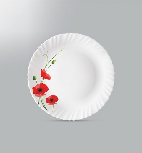 Тарелка мелкая с рельефным бортом 19 см Fluted Red Carnation LARAH, фото