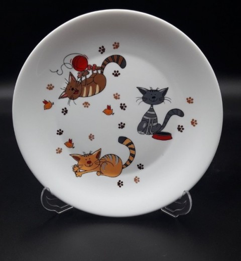 Тарелка мелкая "Funny cats" 18 см стеклокерамика ZELIE, фото