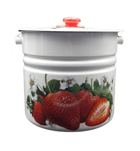 Ведро-кастрюля эмалированное с крышкой 12 л 1224/2 ТМ Epos Клубника, фото